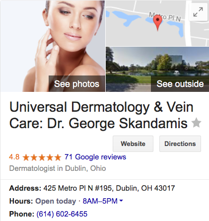 Universal Dermatology and Vein Care Google My Business